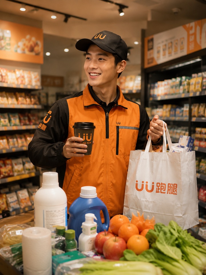 UU跑腿员在便利店帮买商品